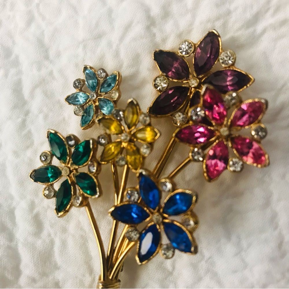 ‼️💥PRICE DROP☄️Vintage Rare Bouquet Flowers Fur Clip Brooch Pin 1940s - Picture 4 of 8
